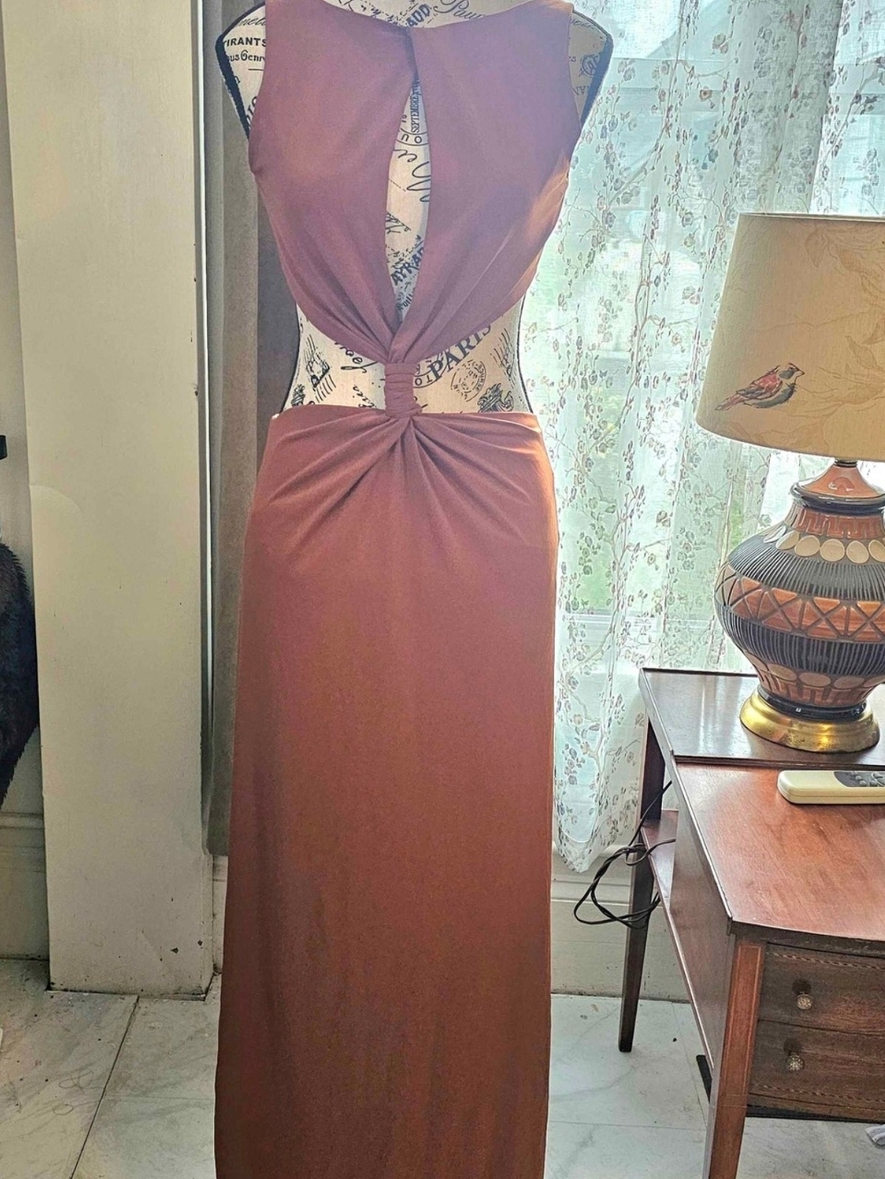 Sleek Rust Cutout Maxi Dress - Women